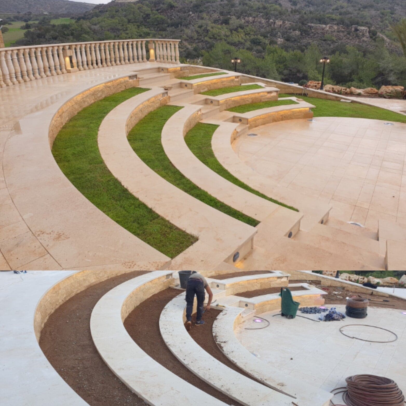 Resort garden landscape with tropical and Mediterranean plant combinations