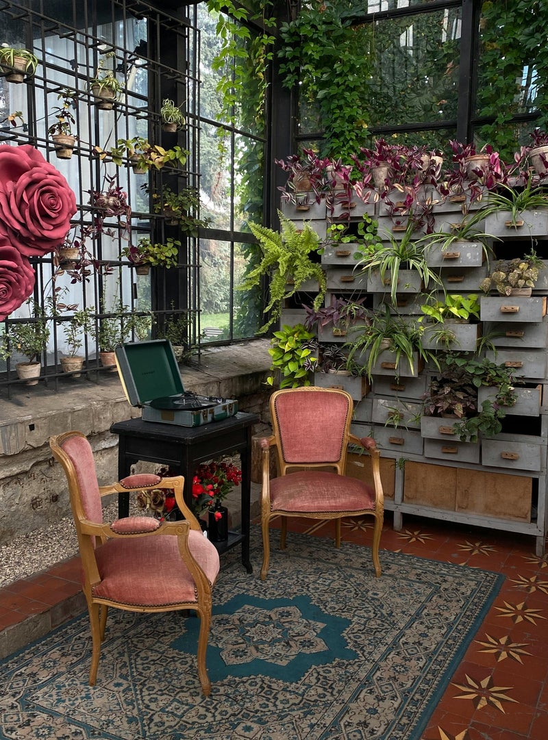 Magical winter garden lighting with layered warm lights and evergreen plants